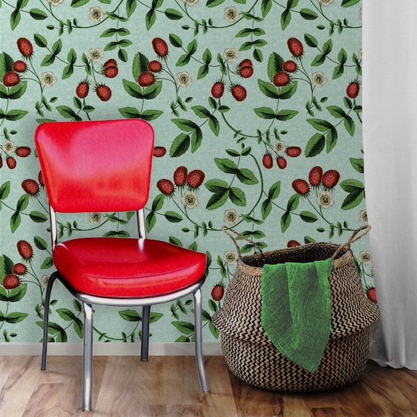Vintage Berry • Eenvoudig aan te brengen verwijderbaar peel 'n Stick-behang • Vinylvrij • Niet giftig