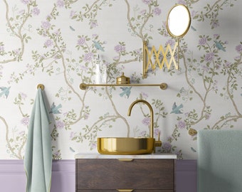 Chaumont | French Lilac Chinoiserie | Peel 'n Stick or PrePasted Wallpaper | Vinyl-Free | Non-toxic