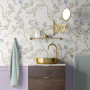 Chaumont | French Lilac Chinoiserie | Peel &#39;n Stick or PrePasted Wallpaper | Vinyl-Free | Non-toxic