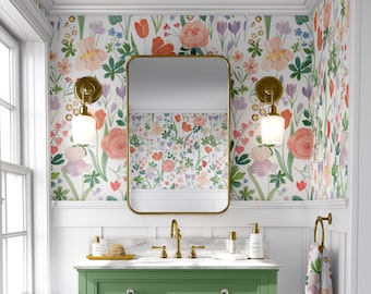 Printemps Floral Wallpaper Mural || Traditional or Removable • Vinyl-Free •  Non-toxic