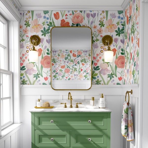 Printemps Floral Wallpaper Mural || Traditional or Removable • Vinyl-Free •  Non-toxic