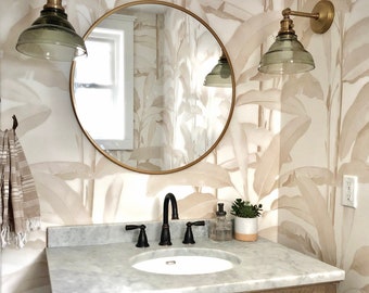 Khaki Large Scale Palms Removable Peel 'n Stick or Pre-pasted Wallpaper • Vinyl-Free •  Non-toxic