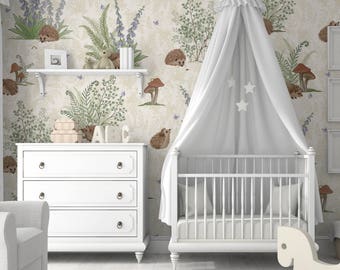 Precious Hedgehog Wallpaper • Easy to Apply Removable Peel 'n Stick Wallpaper in Custom Colors! • Vinyl-Free •  Non-toxic