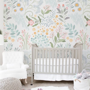 Camila Floral Mural || Traditional or Removable Wallpaper • Vinyl-Free •  Non-toxic