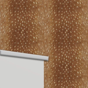 May include: A brown and white patterned wallpaper with a repeating pattern of small white dots on a brown background. The wallpaper is shown rolled up, with a white edge visible.
