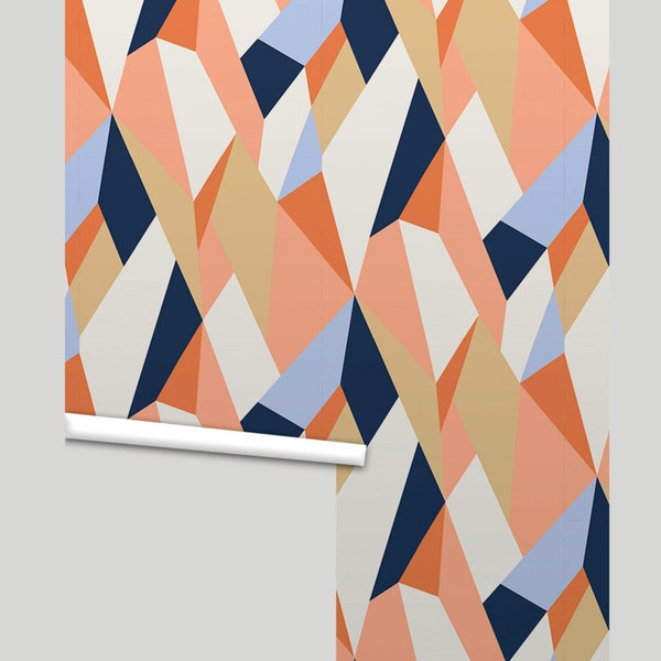 Moderne Geometric • Peel 'n Stick or Traditional Wallpaper • Free Custom Colors • Vinyl-Free •  Non-toxic