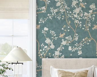 Chaumont | Blue Lake | Peel 'n Stick or PrePasted Wallpaper | Vinyl-Free | Non-toxic