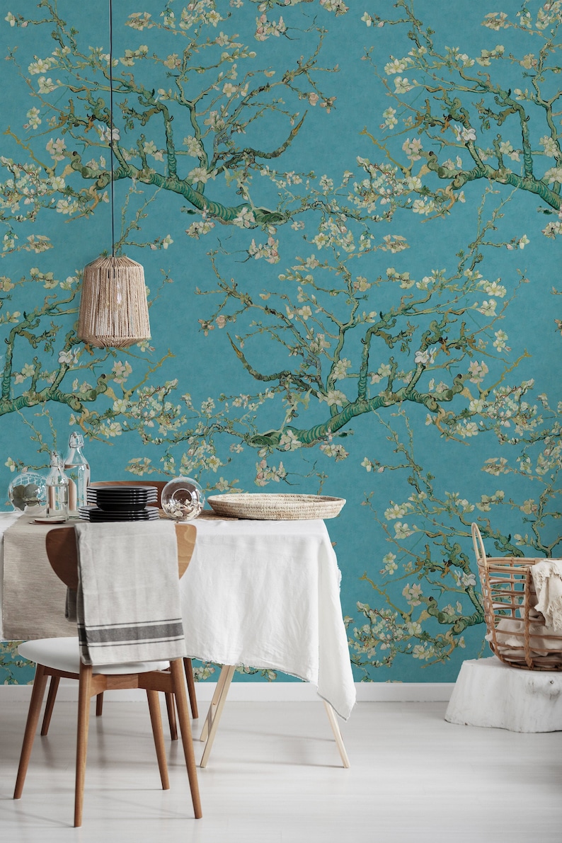 Almond Blossoms Peel 'n Stick or PrePasted Wallpaper Removable Vinyl-Free Non-toxic image 1