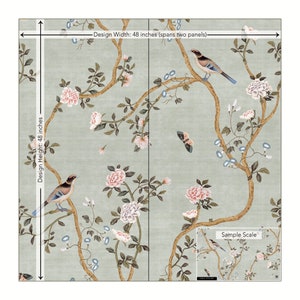 Avignon Chinoiserie Silver Lake Peel 'n Stick or PrePasted Wallpaper Removable Vinyl-Free Non-toxic image 4