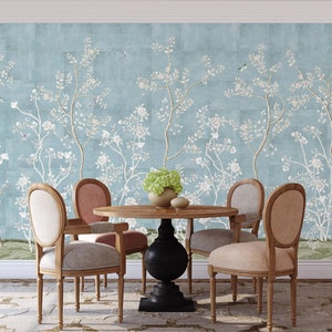 Giverny | French Moire Chinoiserie Wallpaper Mural