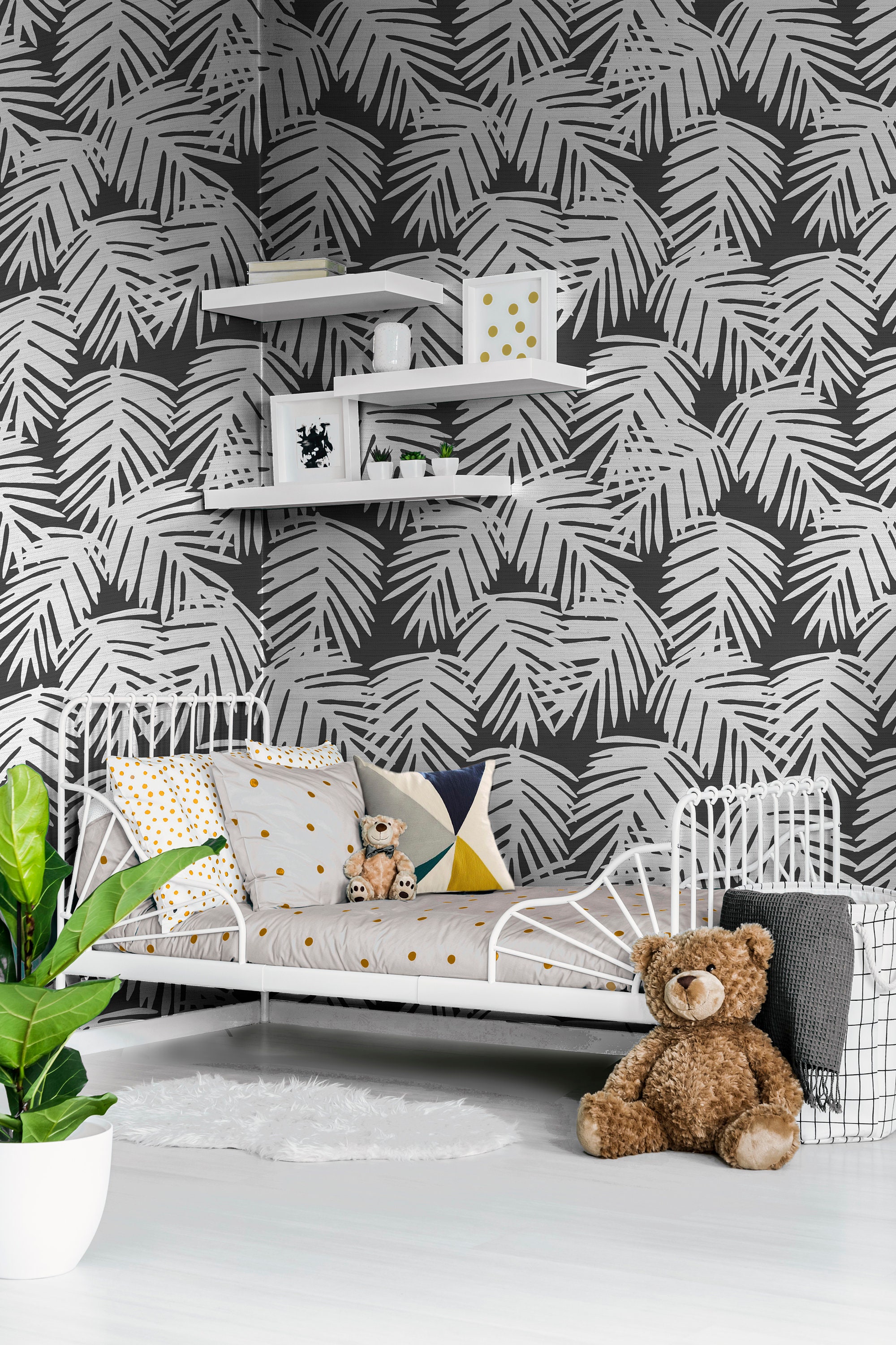 Palm Leaves Charcoal Peel N Stick Or Traditional Etsy