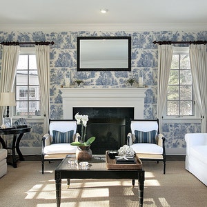 Marseilles Toile // Willow Ware Blue Peel 'n Stick or PrePasted Wallpaper Removable Vinyl-Free Non-toxic image 2