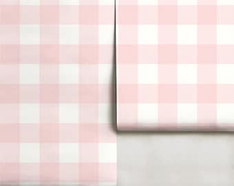 Buffalo Check || Light Blush |  Removable Wallpaper Peel 'n Stick or PrePasted | Made in the USA! • Vinyl-Free •  Non-toxic