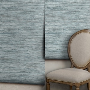 Faux Grasscloth / Spa Blue • Easy to Apply Removable Peel &#39;n Stick Wallpaper • Vinyl-Free •  Non-toxic