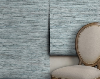 Faux Grasscloth / Spa Blue • Easy to Apply Removable Peel 'n Stick Wallpaper • Vinyl-Free •  Non-toxic