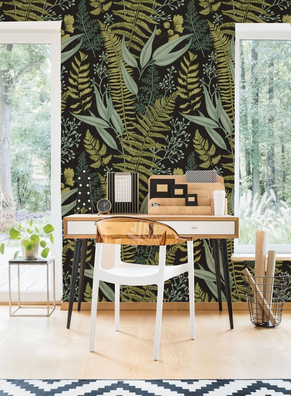Easy install Removable Wallpaper Ships FREE! Merritt Botanical Fern Wallpaper Mural Wall D\u00e9cor Decal