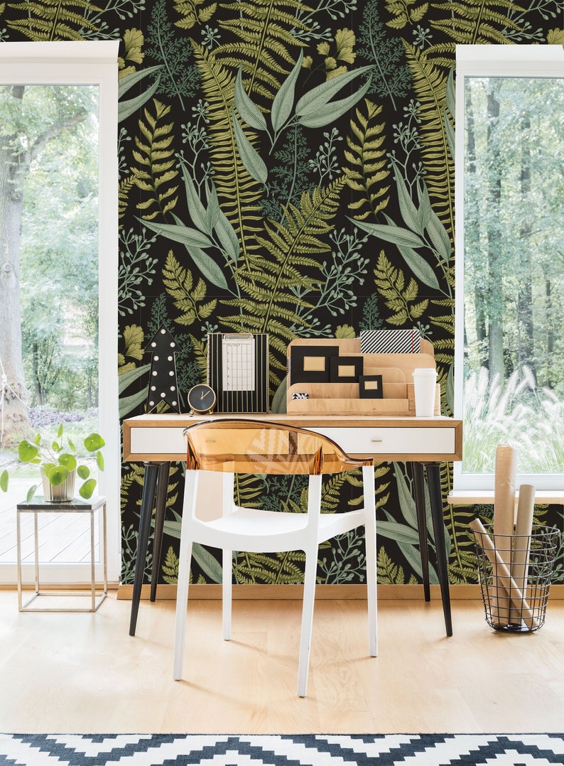 Easy install Removable Wallpaper Ships FREE! Merritt Botanical Fern Wallpaper Mural Wall D\u00e9cor Decal