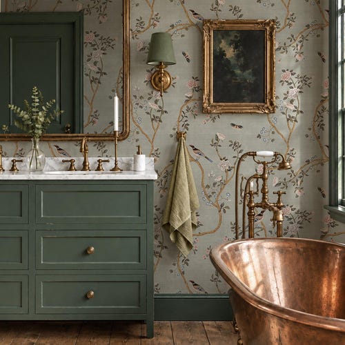 Avignon Chinoiserie | Silver Lake | Peel 'n Stick or PrePasted Wallpaper Removable • Vinyl-Free •  Non-toxic
