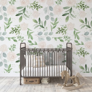 Farmhouse Floral Mural || Traditional or Removable • Vinyl-Free •  Non-toxic