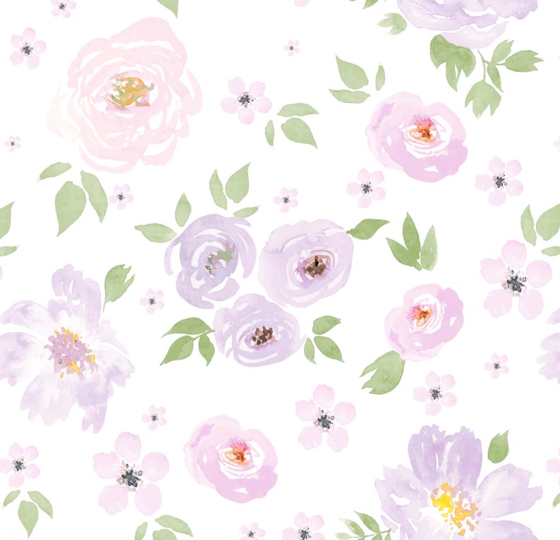 Amara Floral Mural Violet Wallpaper Peel 'n Stick or | Etsy