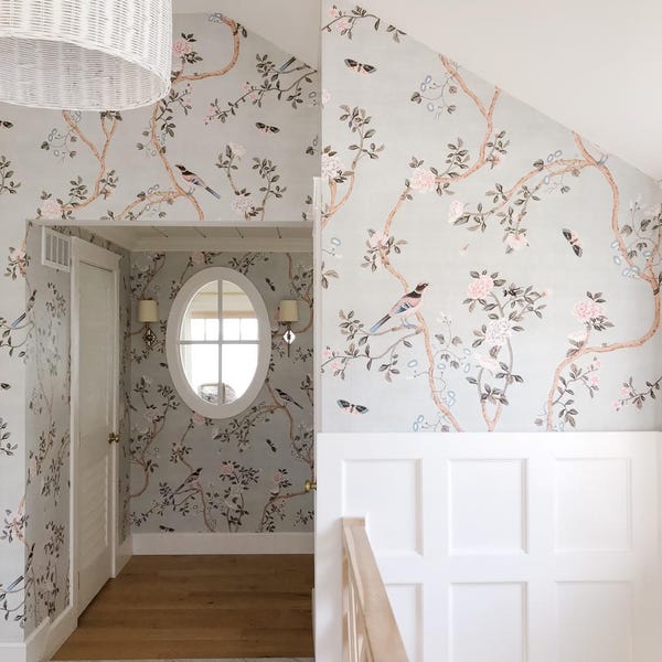 Avignon Chinoiserie | Silver Lake | Peel 'n Stick or PrePasted Wallpaper Removable • Vinyl-Free •  Non-toxic
