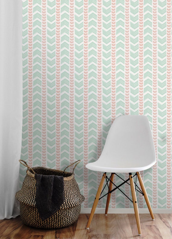 Directions White Mint /& Coral \u2022 Easy to Apply Removable Peel /'n Stick Wallpaper Ships FREE!