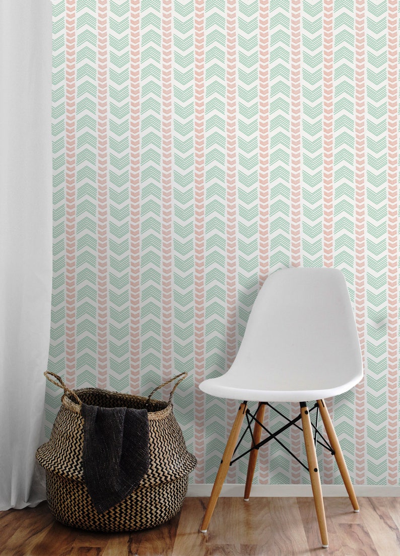 Directions White Mint /& Coral \u2022 Easy to Apply Removable Peel /'n Stick Wallpaper Ships FREE!