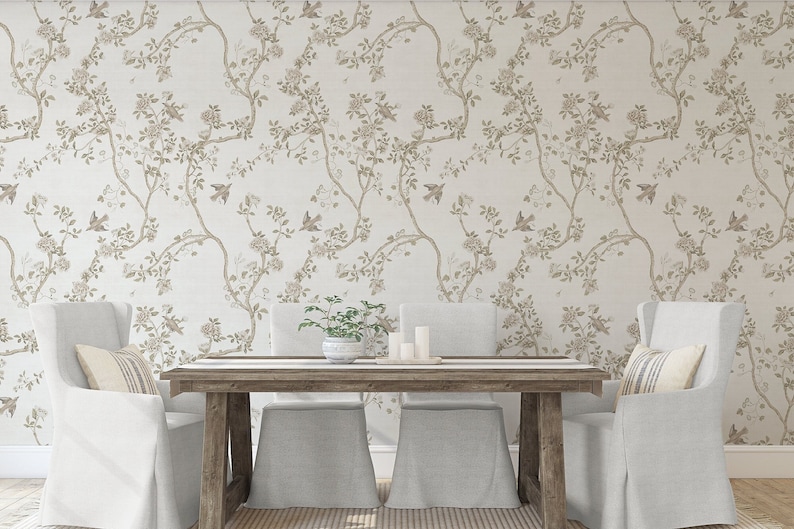 Chaumont Tranquil Peel 'n Stick or PrePasted Wallpaper Vinyl-Free Non-toxic image 2