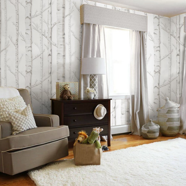 Storybook Birch | Peel 'n Stick or Traditional Wallpaper | Made in the USA • Vinyl-Free •  Non-toxic