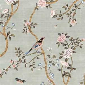 Avignon Chinoiserie Silver Lake Peel 'n Stick or PrePasted Wallpaper Removable Vinyl-Free Non-toxic image 6