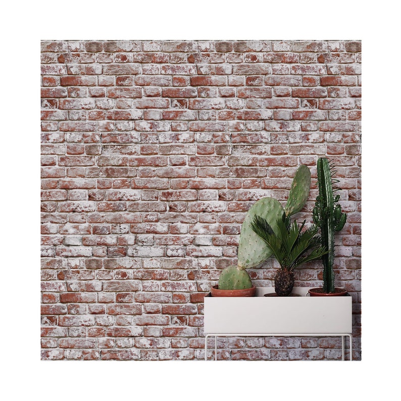 Whitewashed Antique Brick Peel 'n Stick or Traditional Wallpaper Made in the USA Vinyl-Free Non-toxic image 2