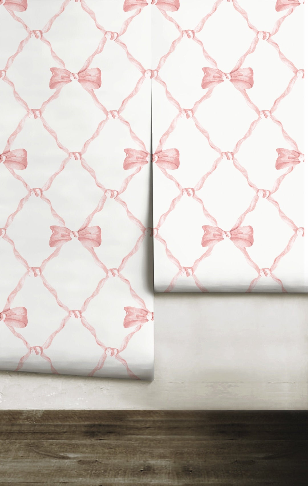 Olivia Bow Trellis Watercolor Floral Traditional or Removable Vinyl ...