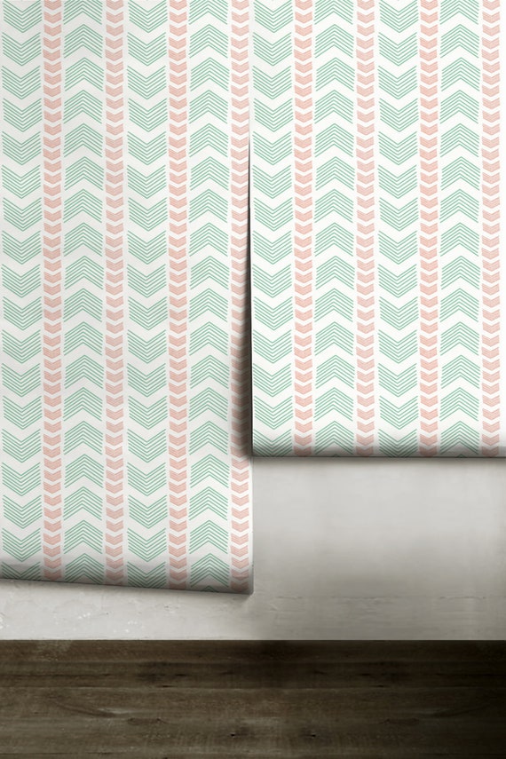 Directions  White Mint /& Coral  \u2022 Easy to Apply Removable Peel /'n Stick Wallpaper Ships FREE!
