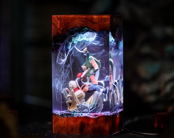 Lampada da notte Gaara vs Rock Lee di Naruto, lampada da notte in resina a tema battaglia anime, decorazione Shippuden, regalo per fan dei ninja, lampada per la stanza dei giocatori