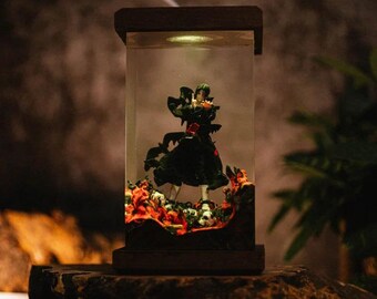 Lámpara de resina Edo Tensei Itachi, luz nocturna para diorama de resina, lámpara LED hecha a mano, decoración de escritorio de oficina, regalo para fanáticos del anime.