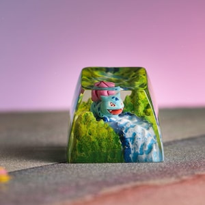 Bulbasaur Pokemon Artisan Keycaps, Custom Resin Keycap For Mechanical Keyboard, Unique Gamer Gift, Gaming Setup Decor, Pokemon