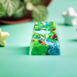 Leafeon Pokemon Artisan Keycap, Custom Resin Keycap For Mechanical Keyboard, Unique Gamer Gift, Gaming Setup Decor