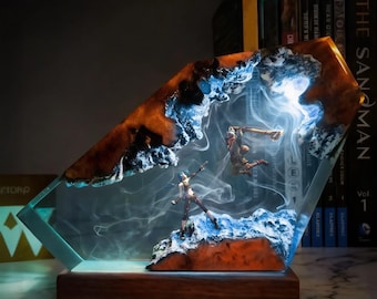 Lámpara de resina arcana de Jinx vs Ekko, luz nocturna de batalla de League of Legends, decoración de escritorio para gamers, regalo para la decoración de la habitación de los fans.