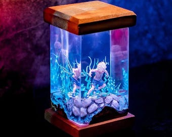 Lámpara de resina Killua Zoldyck HXH, lámpara de resina de anime, diorama artesanal, luz ambiental única para dormitorio, regalo geek