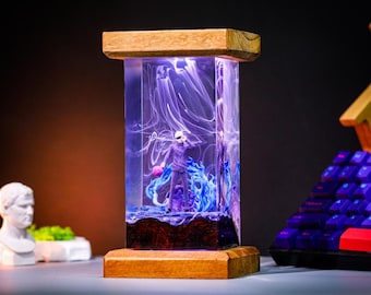 Gojo Satoru Epoxy Night Light Night Light, Resin Diorama Desk Lamp, Living Room Accent Light, Resin Art Sculpture