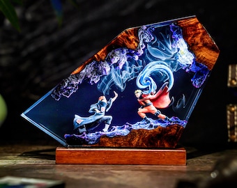 Lampa z żywicy Naruto vs Pain Akatsuki, lampka nocna z anime Battle, dekoracja Naruto, prezent ninja, lampa do pokoju gracza