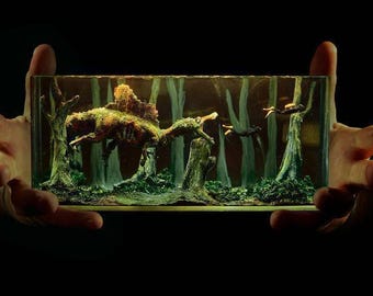 Diorama Zombie Spinosaurus and Couple various Night Light Lamp, Ocean Diorama Table Lamp, Handmade Furniture Gifts, handmade light shade