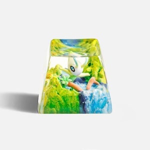Celebi Pokemon Artisan Keycap, Custom Resin Keycap For Mechanical Keyboard, Unique Gamer Gift, Gaming Setup Decor