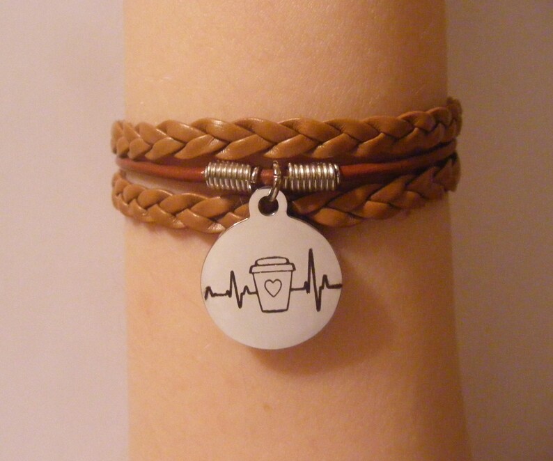 Coffee bracelet coffee jewelry mug bracelet mug jewelry Light Brown