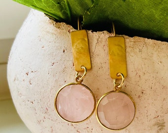 rose quartz drop earrings