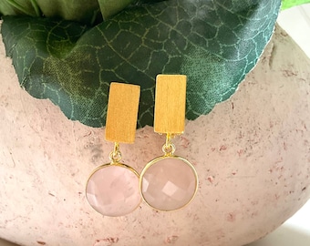 Earclips with rose quartz