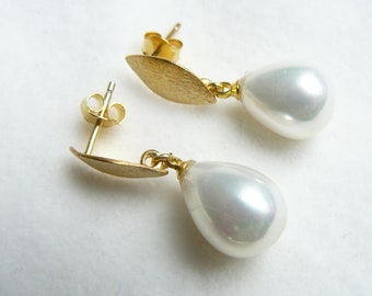 Earrings 925 silver gold plated and pearl