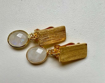 Moonstone earclips