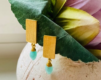 Clip-on earrings with amazonite