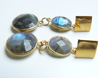 925 Silver gold-plated earrings with Labradorite